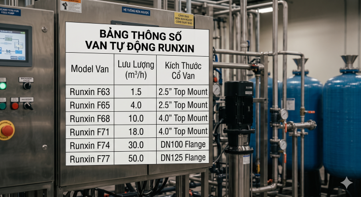 Thông số van tự động cột lọc tổng